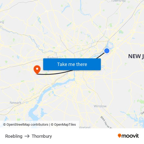 Roebling to Thornbury map