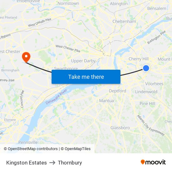 Kingston Estates to Thornbury map