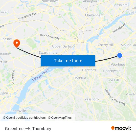 Greentree to Thornbury map