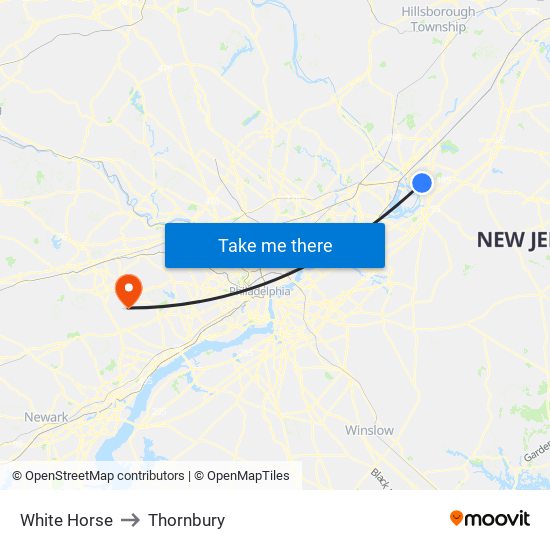 White Horse to Thornbury map
