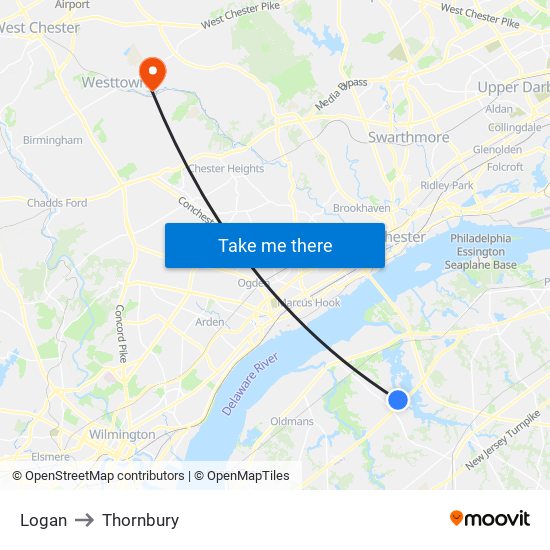 Logan to Thornbury map
