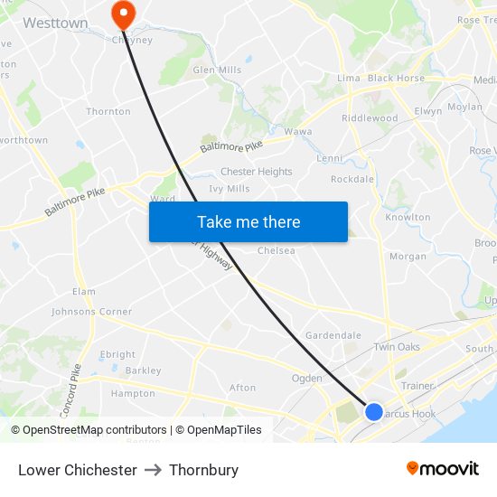 Lower Chichester to Thornbury map