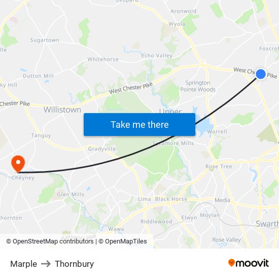 Marple to Thornbury map