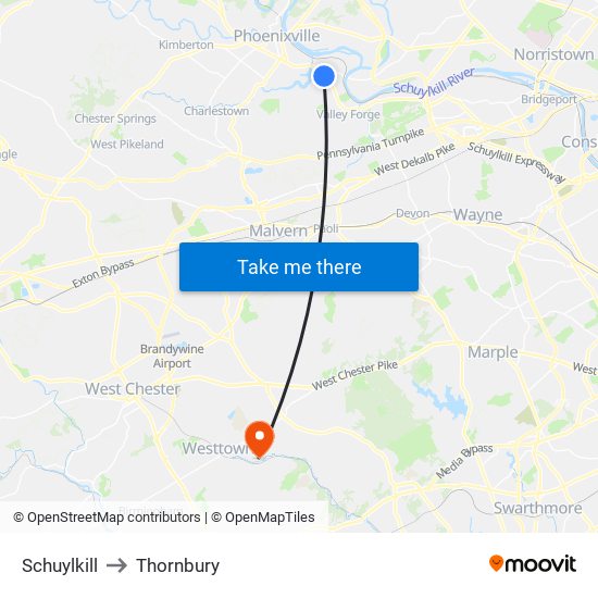Schuylkill to Thornbury map