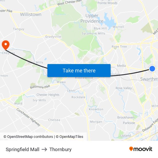 Springfield Mall to Thornbury map