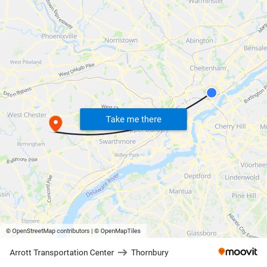 Arrott Transportation Center to Thornbury map