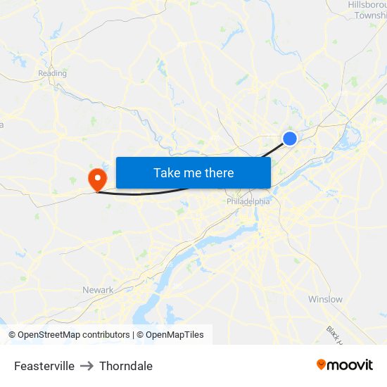 Feasterville to Thorndale map