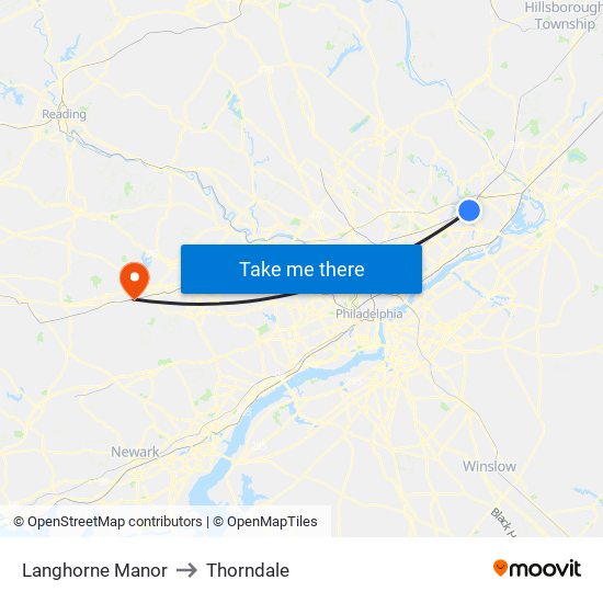 Langhorne Manor to Thorndale map