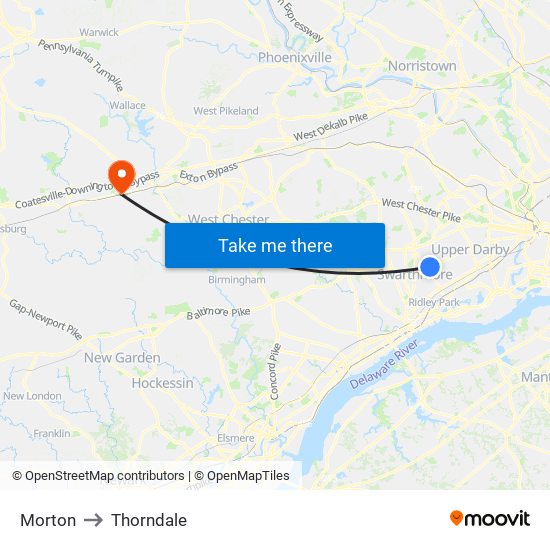 Morton to Thorndale map