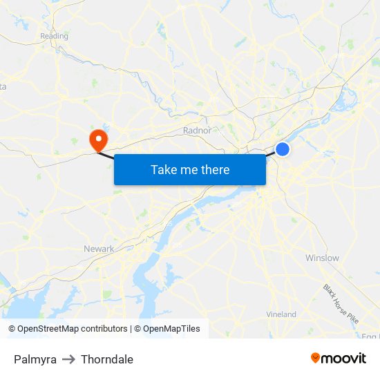 Palmyra to Thorndale map