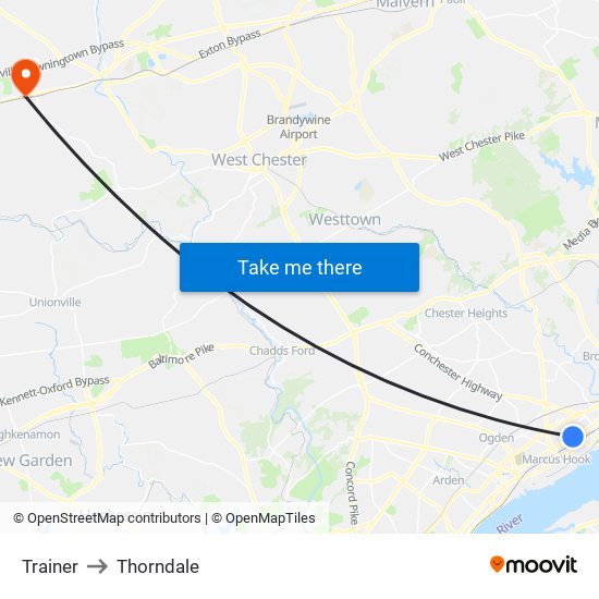 Trainer to Thorndale map