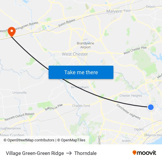 Village Green-Green Ridge to Thorndale map