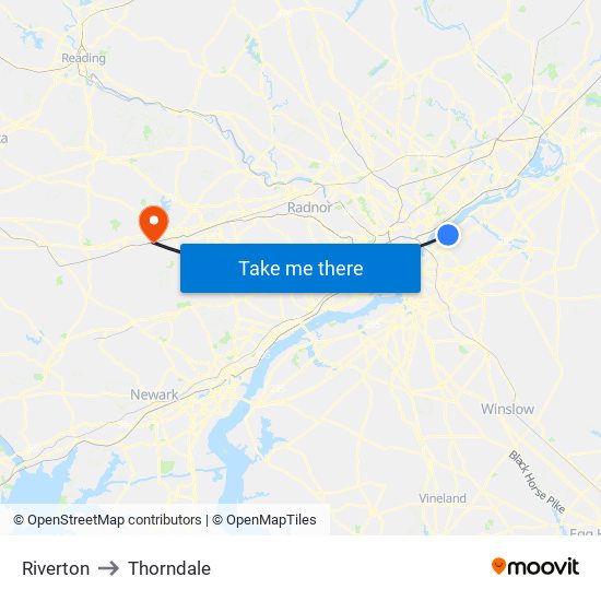 Riverton to Thorndale map