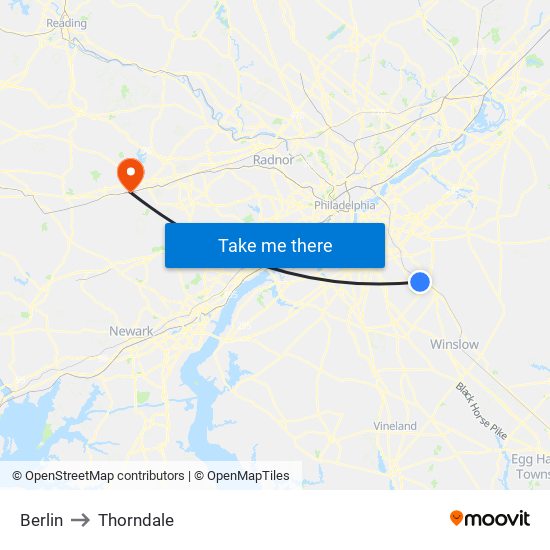 Berlin to Thorndale map