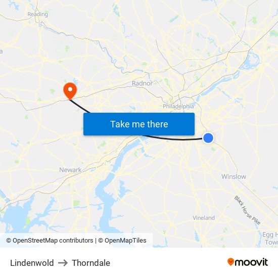 Lindenwold to Thorndale map