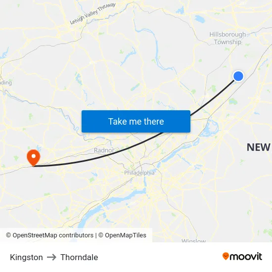 Kingston to Thorndale map