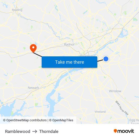 Ramblewood to Thorndale map