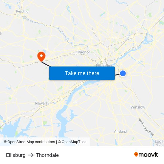 Ellisburg to Thorndale map