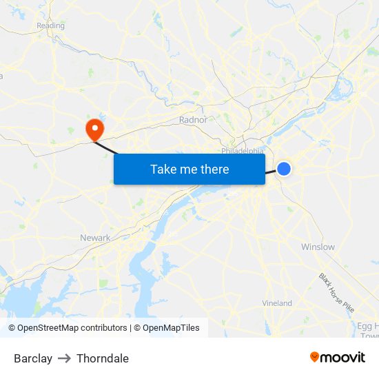 Barclay to Thorndale map