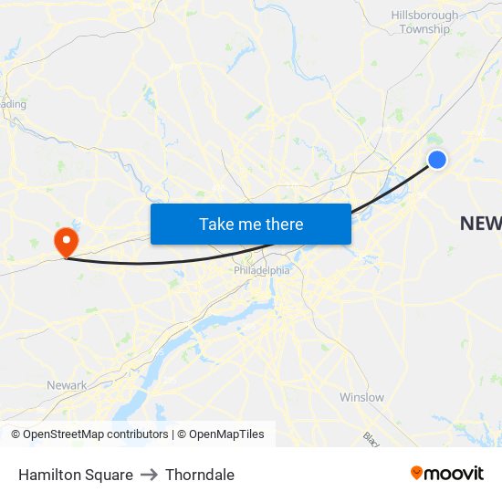 Hamilton Square to Thorndale map