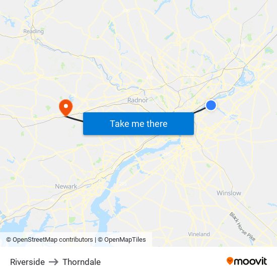 Riverside to Thorndale map