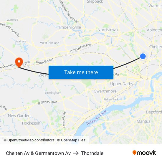 Chelten Av & Germantown Av to Thorndale map