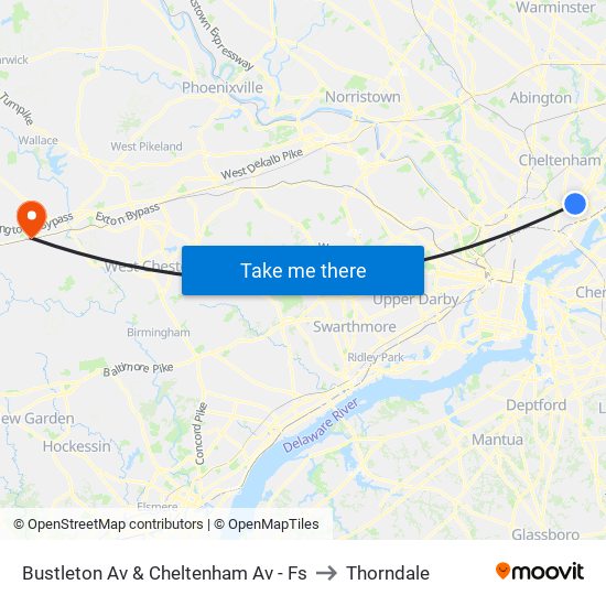 Bustleton Av & Cheltenham Av - Fs to Thorndale map