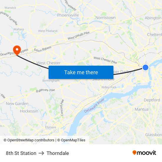 8th St Station to Thorndale map