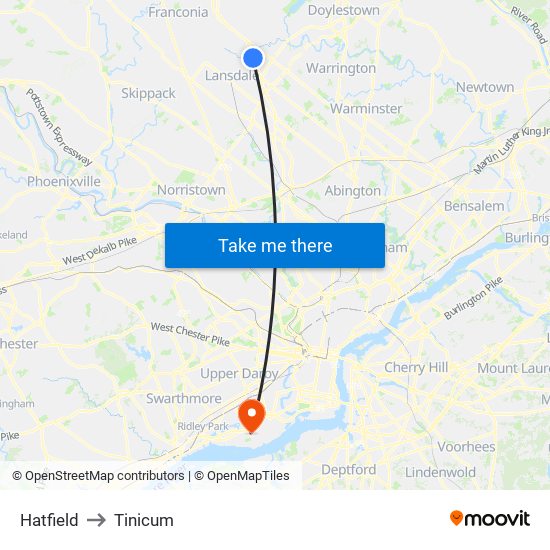 Hatfield to Tinicum map