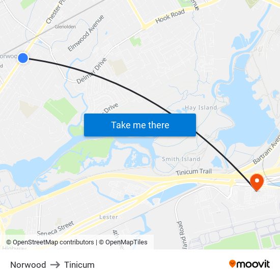 Norwood to Tinicum map