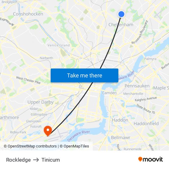 Rockledge to Tinicum map