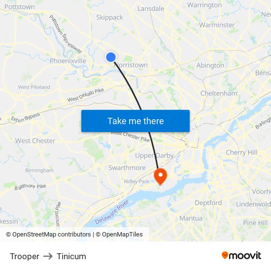 Trooper to Tinicum map