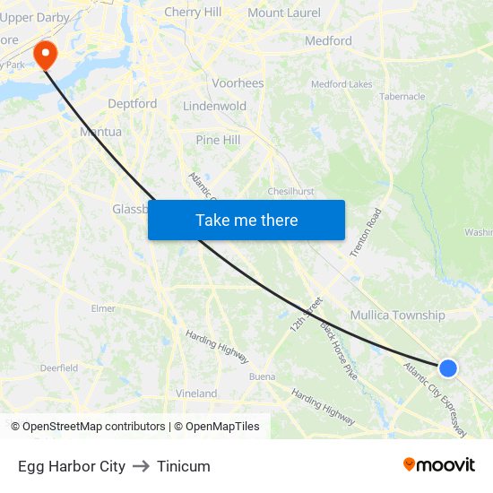 Egg Harbor City to Tinicum map