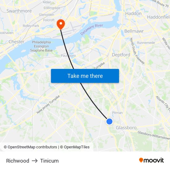 Richwood to Tinicum map