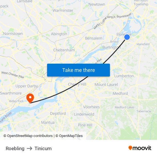 Roebling to Tinicum map