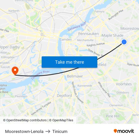 Moorestown-Lenola to Tinicum map