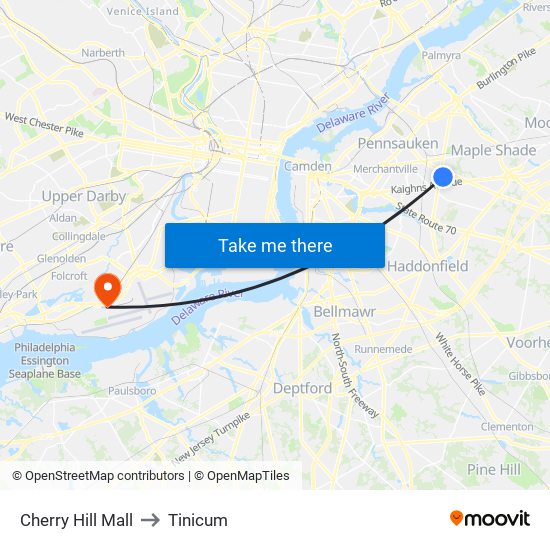 Cherry Hill Mall to Tinicum map