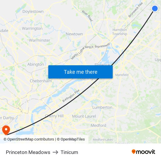 Princeton Meadows to Tinicum map