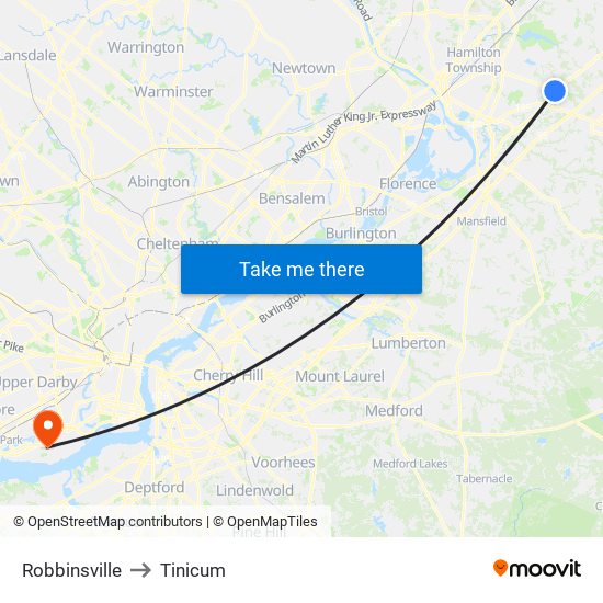 Robbinsville to Tinicum map