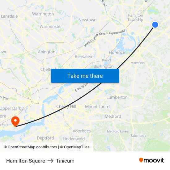 Hamilton Square to Tinicum map