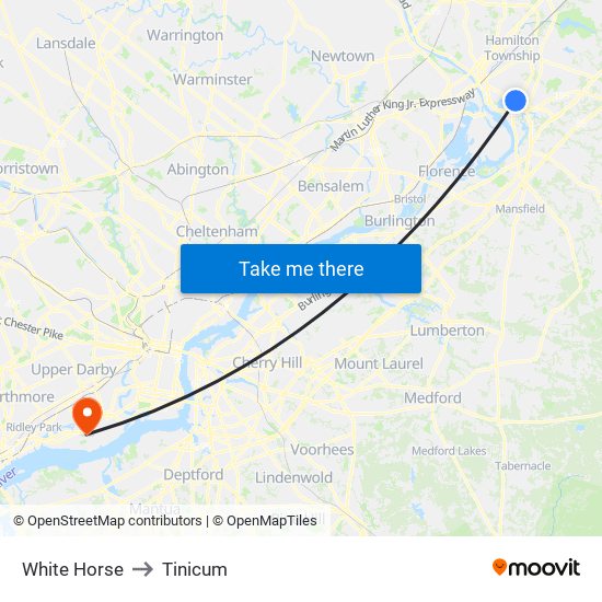 White Horse to Tinicum map