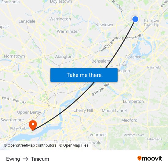 Ewing to Tinicum map