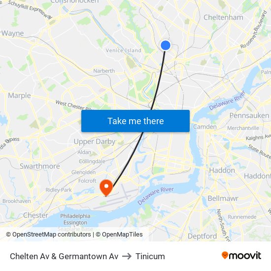Chelten Av & Germantown Av to Tinicum map