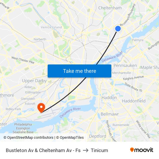 Bustleton Av & Cheltenham Av - Fs to Tinicum map