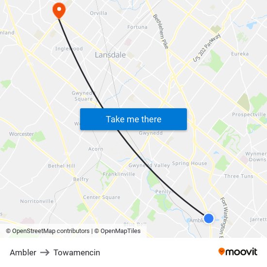 Ambler to Towamencin map