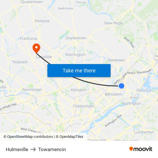 Hulmeville to Towamencin map