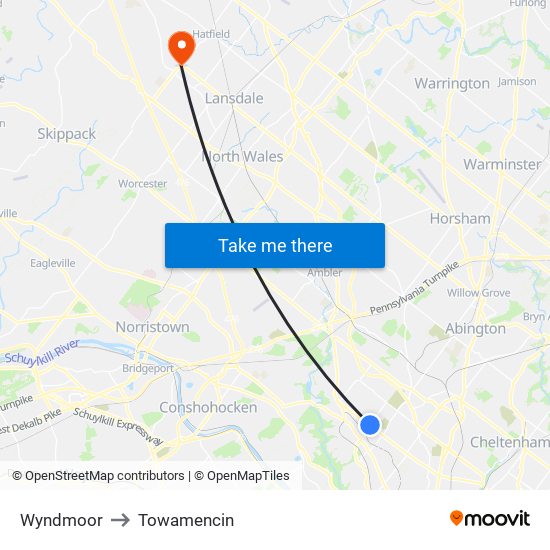 Wyndmoor to Towamencin map