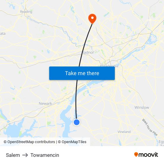 Salem to Towamencin map