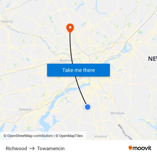 Richwood to Towamencin map