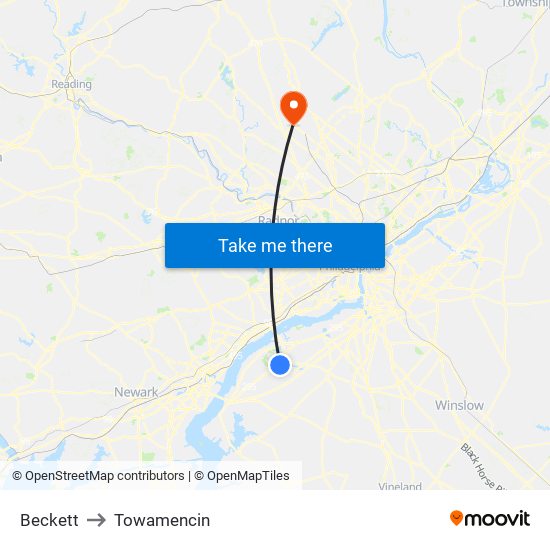 Beckett to Towamencin map